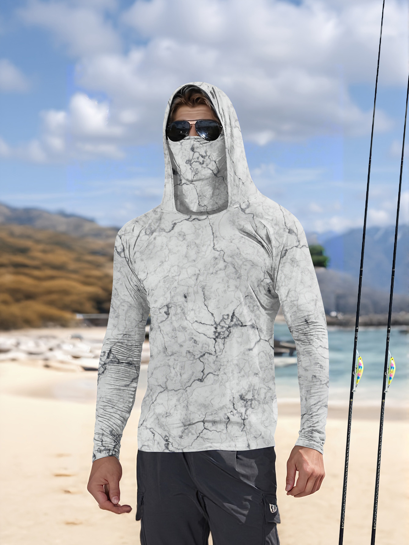 Summer Clothing Men - Camisa de pesca con capucha para