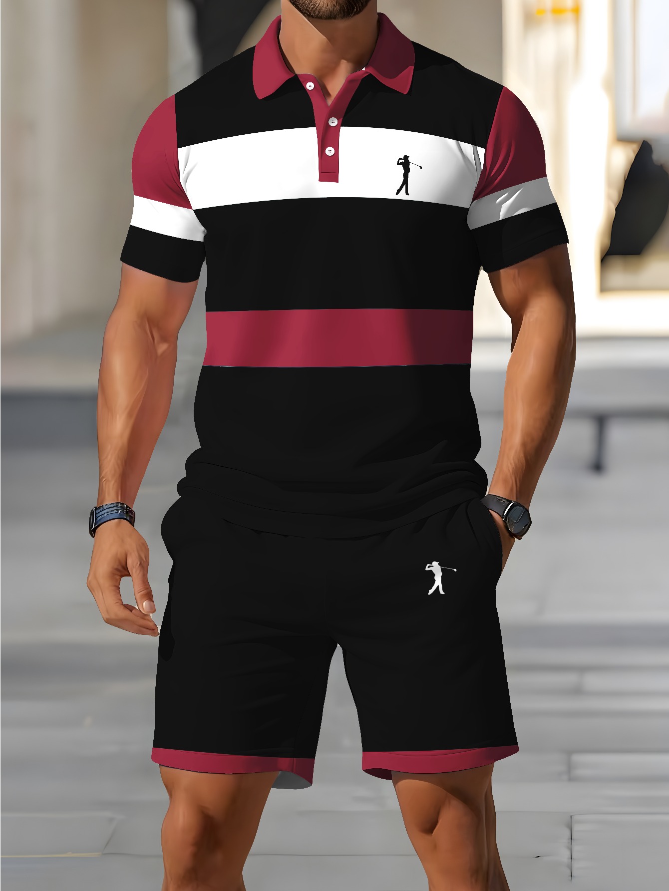 Summer Clothing Shops - Conjunto de Polo para Hombre Verano