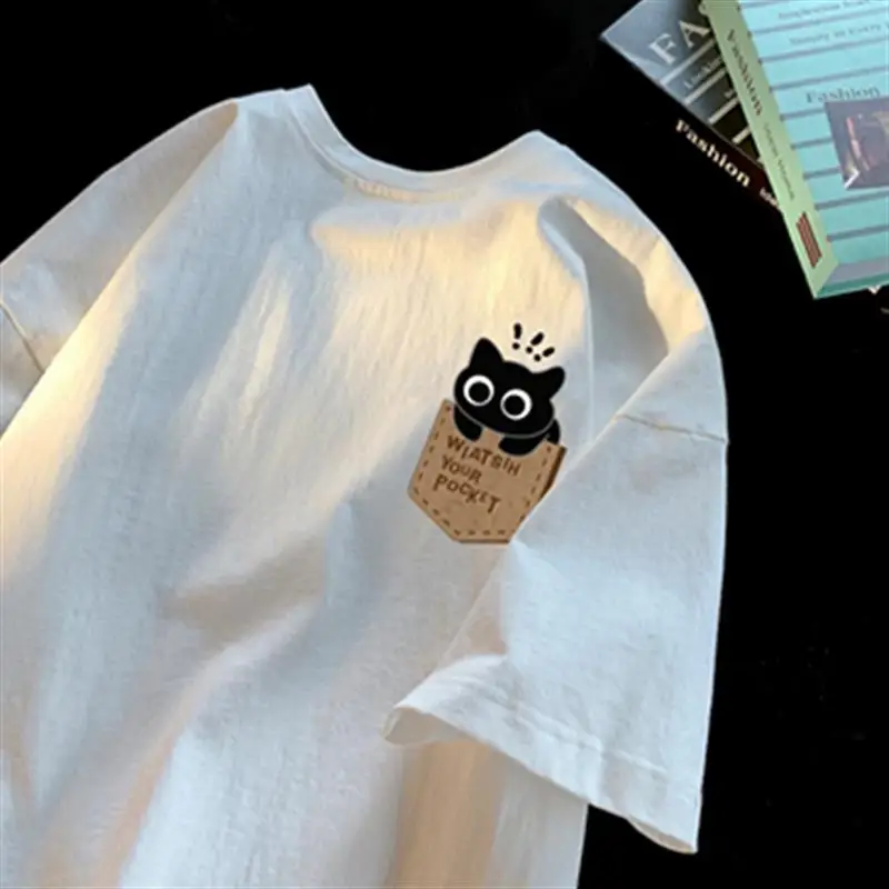 Camiseta con gráfico de gato p - Summer Clothing Logo reseña y precio
