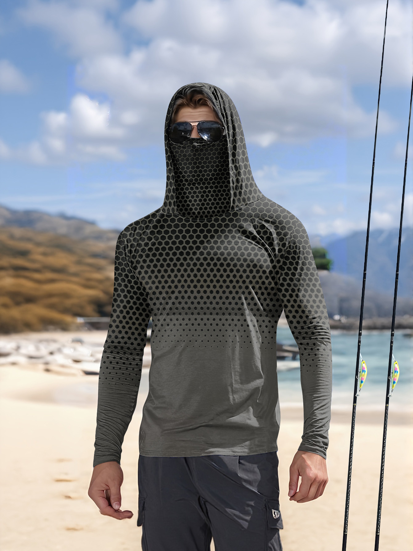 Camisa de pesca con capucha pa - Summer Clothing Men reseña y precio